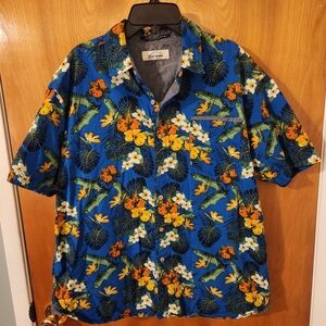Elvis Presley Tropical Blue and Orange Floral Men's Shirt